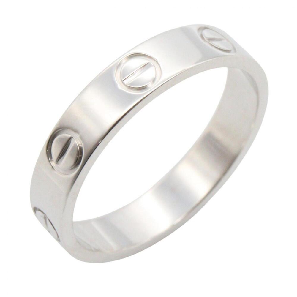 Cartier Mini Love Ring, 18K White Gold (18KWG), Silver Tone, B4085100 (Men's/...